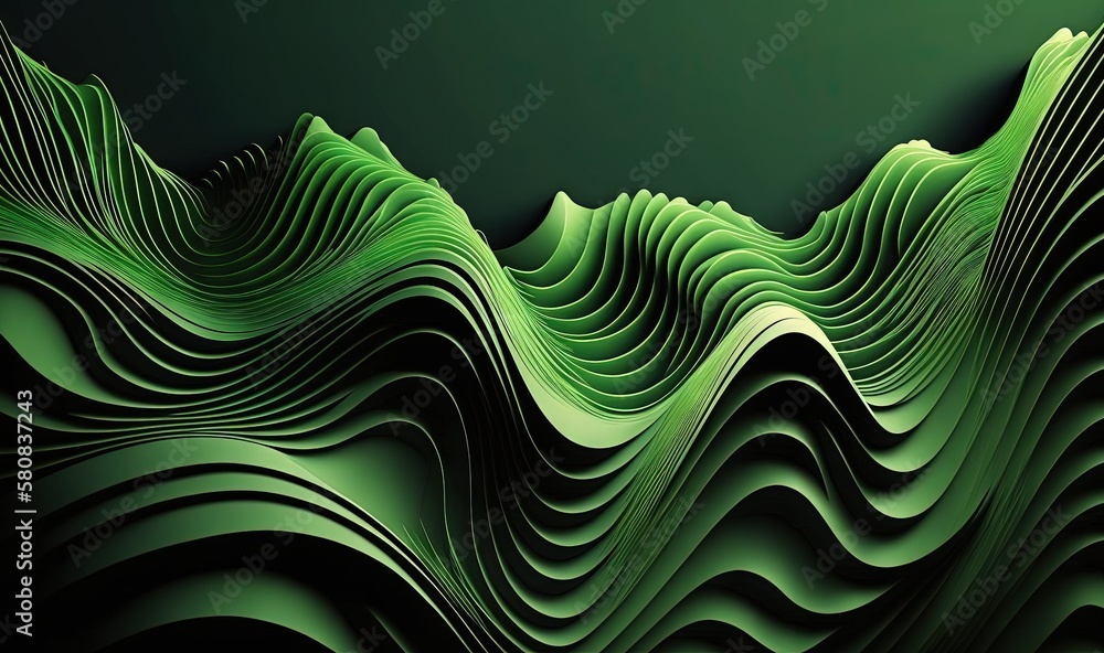  a green abstract background with wavy lines and curves in the shape of mountains and hills, with a 