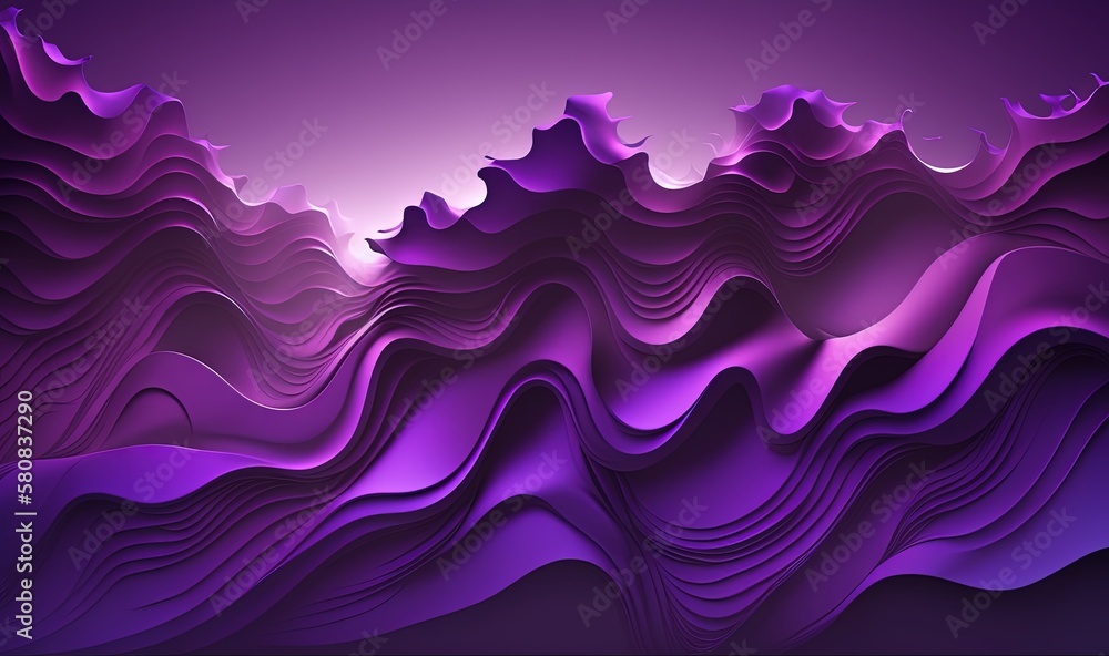  a purple abstract background with wavy lines and mountains in the distance with a purple sky in the