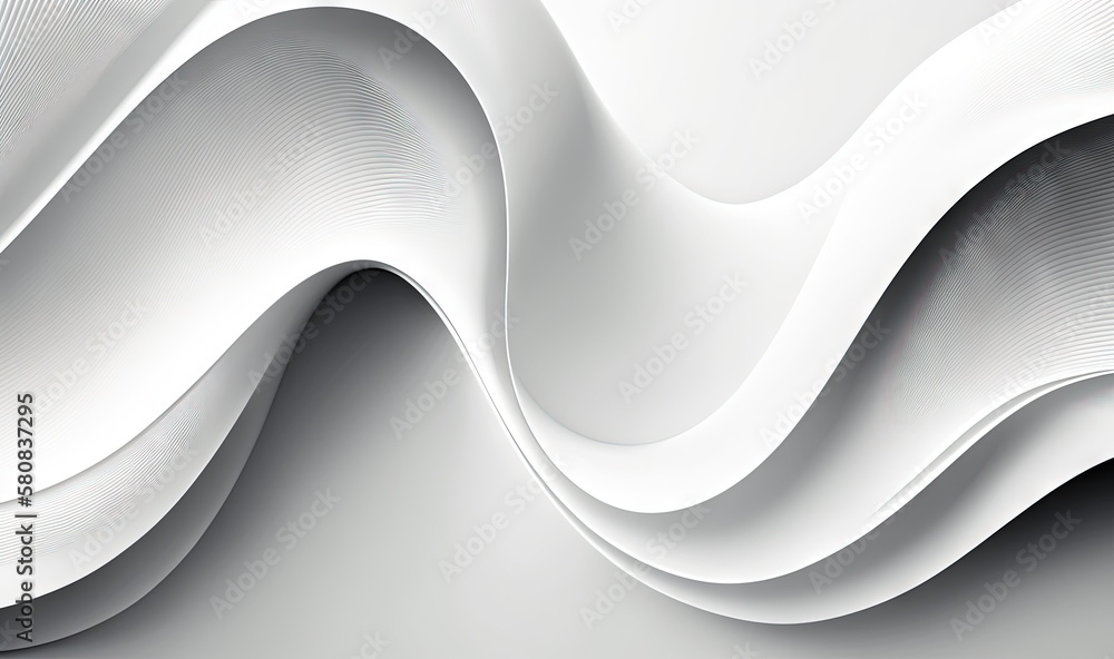  an abstract white background with wavy lines and curves in the middle of the image, with a black an