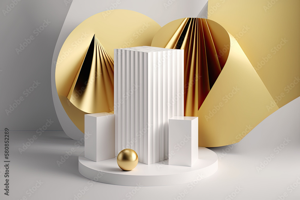 3d abstract geometric background with pedestal. Illustration AI Generative