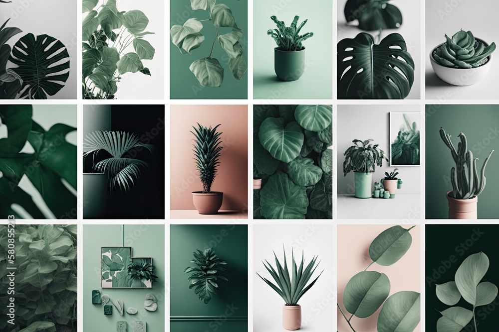 Set of trendy aesthetic photo collages. Illustration AI Generative