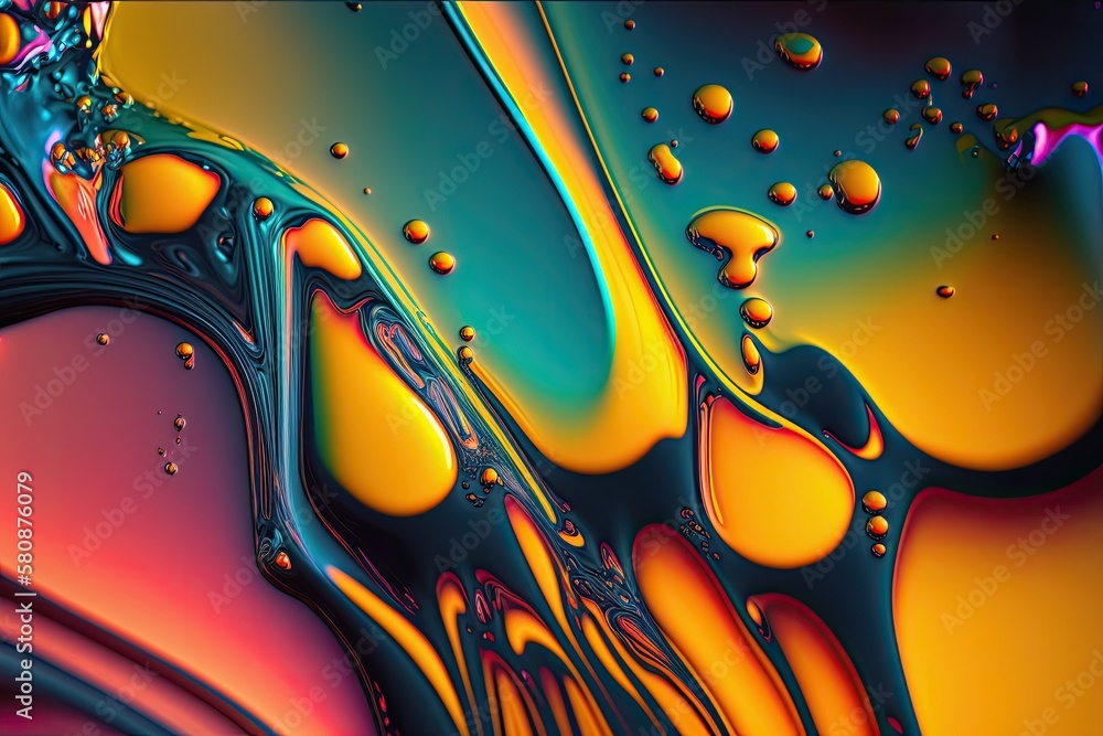 a bright abstract background with water and oil slicks. Generative AI