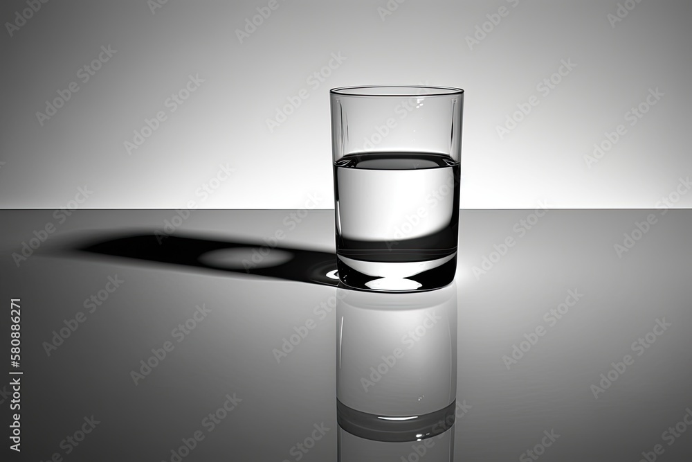 lone water glass on a white background. Generative AI