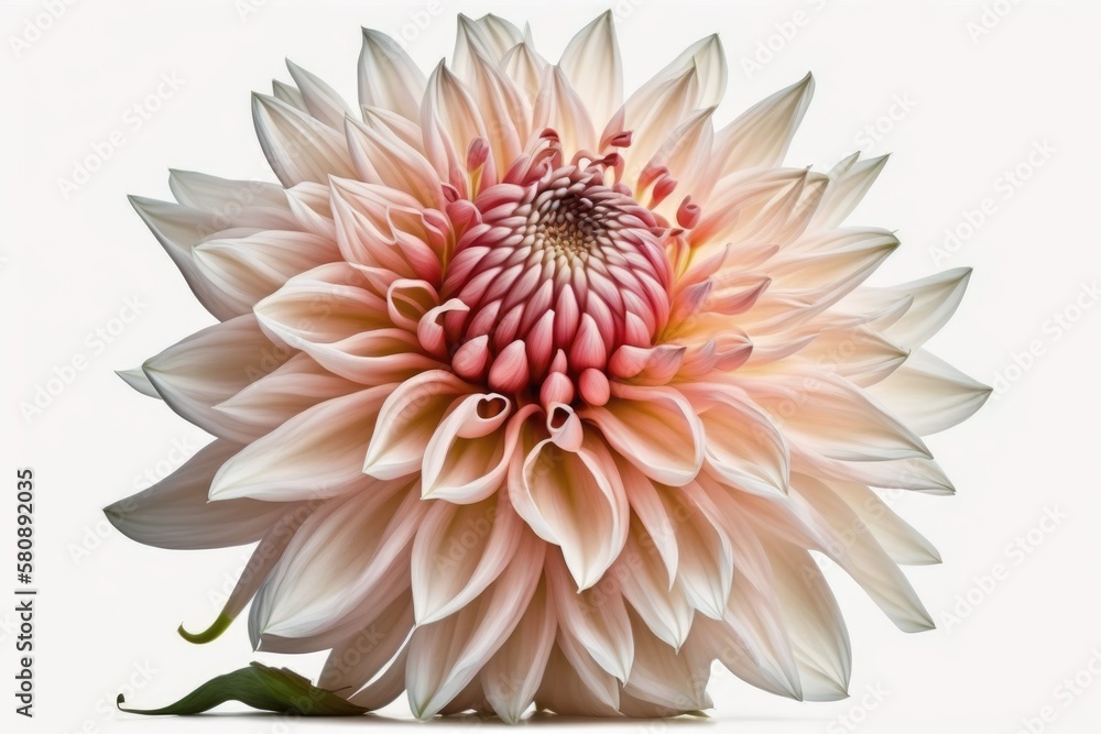 Dahlia bloom in pink On a white background, isolated. lovely pink dahlia flower. Generative AI