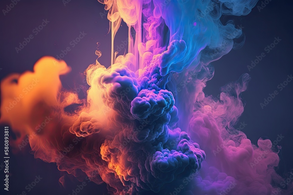 close up, background of abstract color, and atmospheric smoke. Generative AI