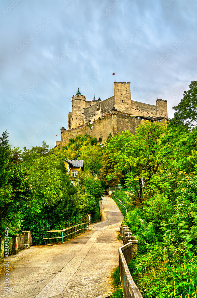 View of Hohensalzburg Fortress in Salzburg, Austria