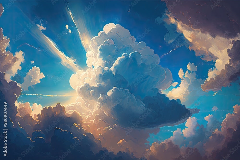 Sky clouds,sky with clouds and sun. Generative AI