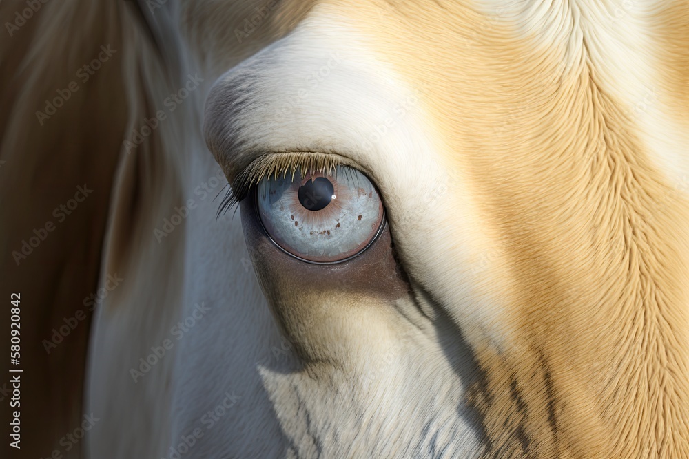 Close up of a blonde dAquitaine cows eye. Generative AI