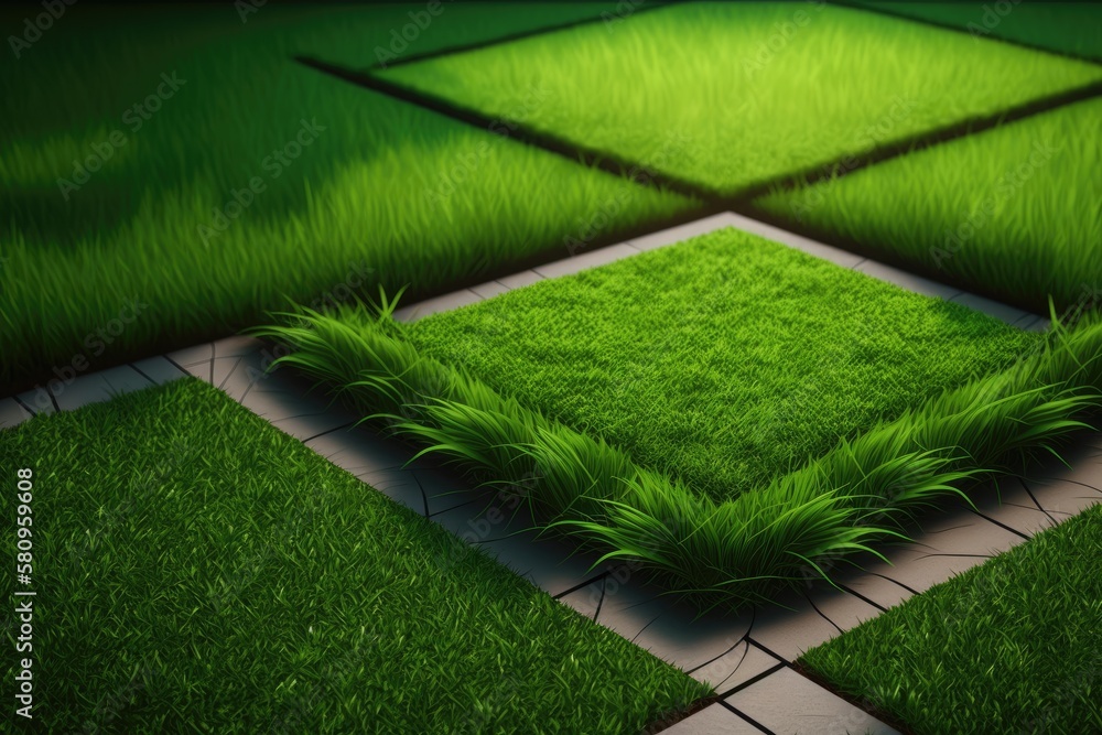 Natural background with artificial grass in green. Generative AI