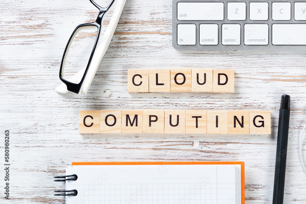 Cloud computing concept with letters on cubes