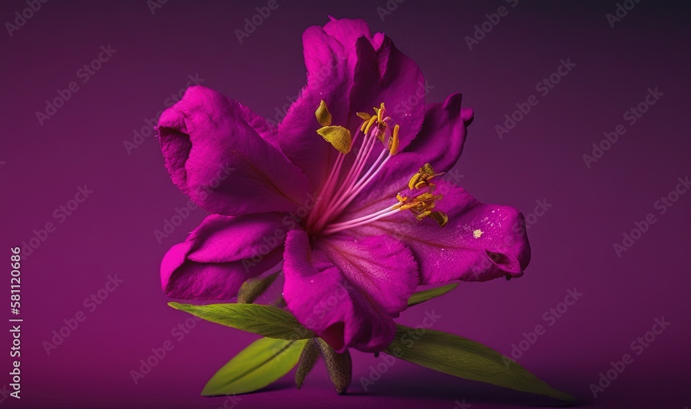  a purple flower with a green stem on a purple background with a green stem in the center of the flo