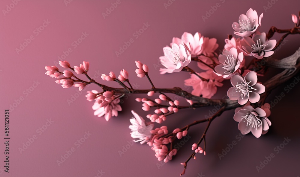  a branch of pink flowers on a pink background with a pink background and a pink background with a p