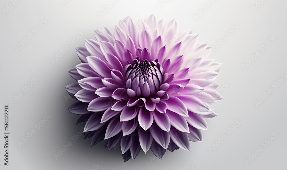  a large purple flower on a white background with a shadow on the bottom of the flower and the cente