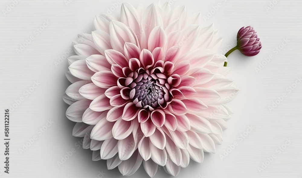  a pink and white flower on a white background with a single flower in the middle of the image and a