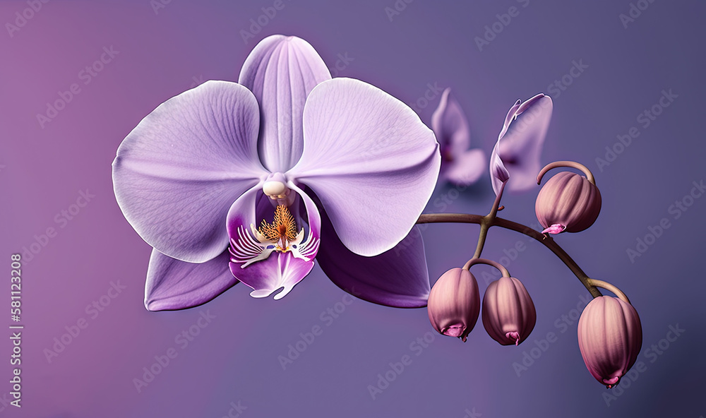  a purple flower with pink petals on a purple and purple background with a reflection of the flower 