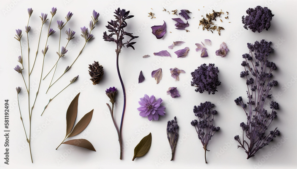 Herbal Delight: A Bunch of Dried Lavender and Other Plants for a Soothing Aroma - ai generated