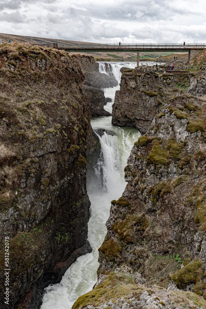 The Kolugljufur canyon formed by Vididalsa river in northwest Iceland