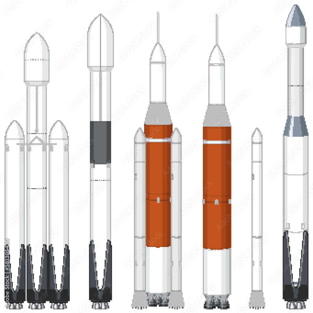 Set of rockets and launch vehicles