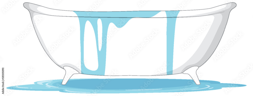 A White Bathtub with Water Vector