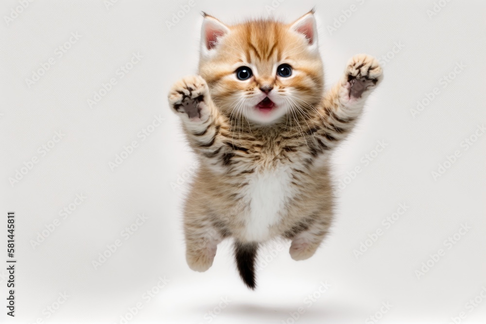 kitten cat having fun on a white background. Generative AI