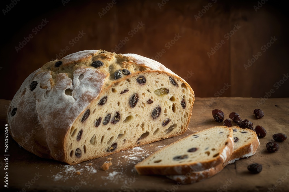 raisin walnut campagne bread. Generative AI