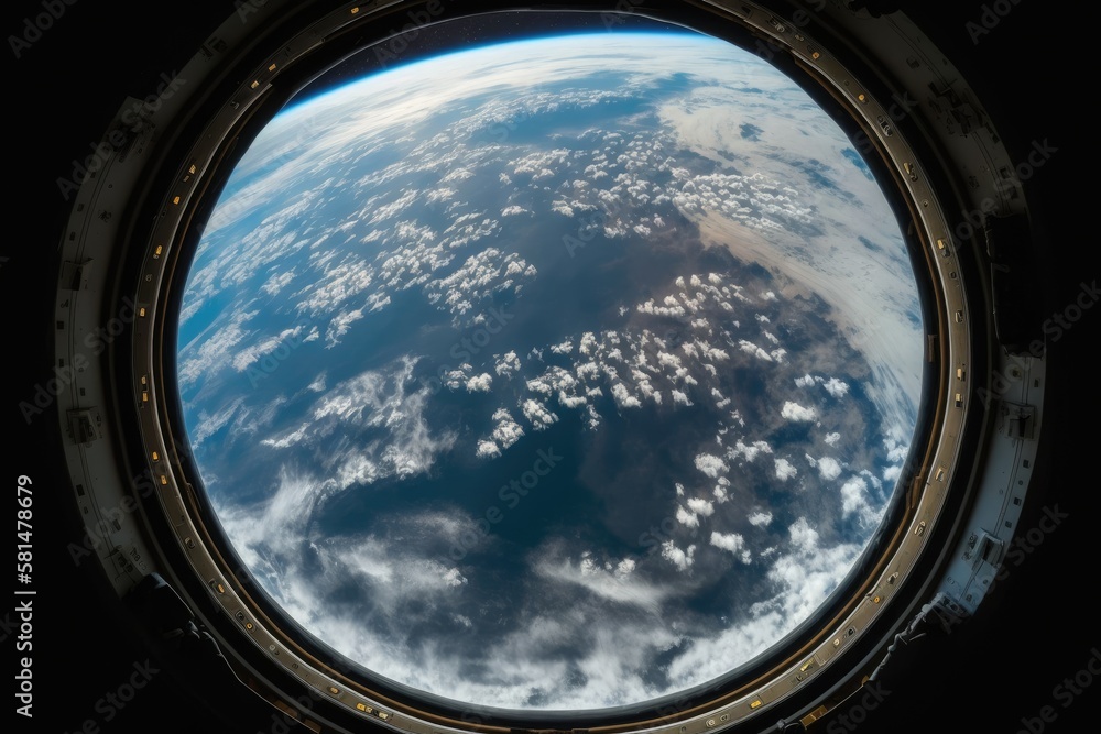 View of the planet Earth from the space stations aperture. lovely space imagery. This images compo