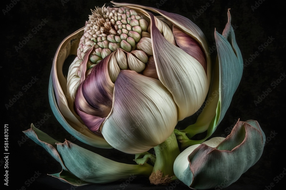 ornamental garlic with excessive bloom oversized blooms. Generative AI