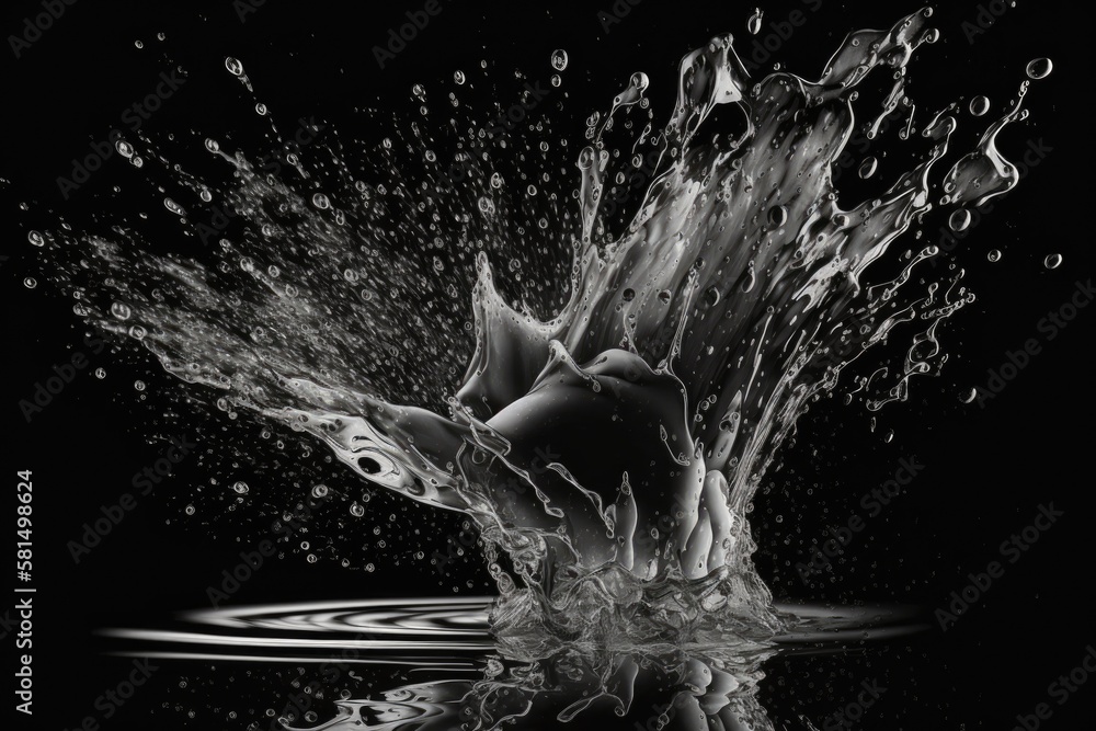 Splash of water on a black background. Generative AI