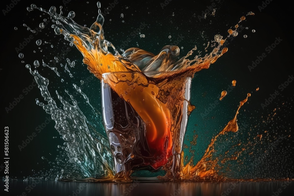 beverage splashing. Generative AI