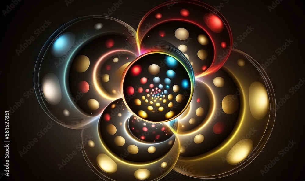  a colorful abstract design with circles and dots on a black background illustration of an abstract 