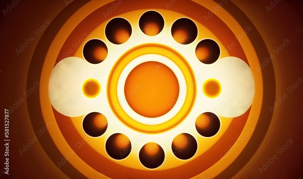  a picture of a yellow and orange circle with circles around it and the center of the circle is surr