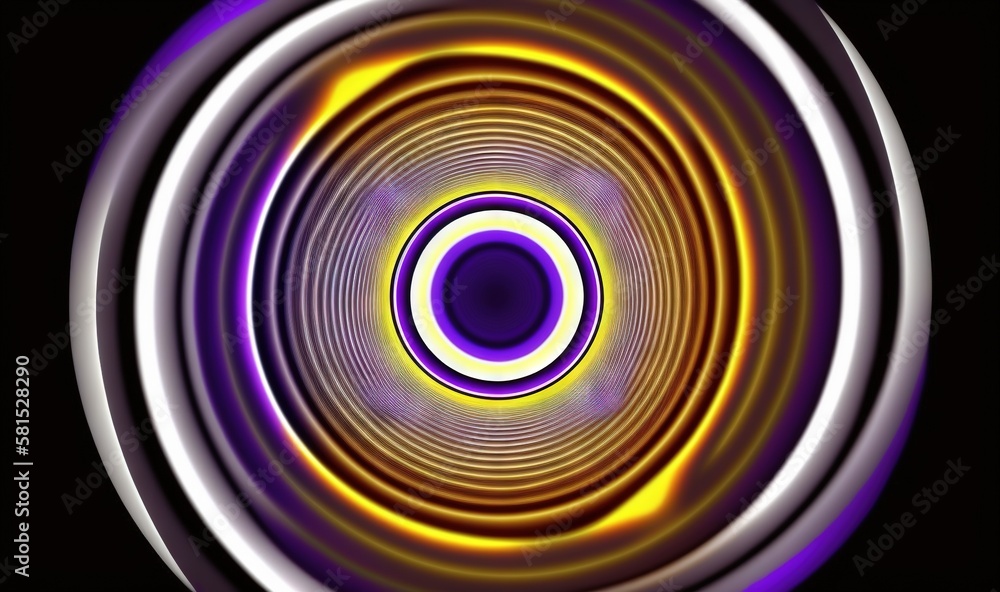  an abstract image of a circular object with a purple center and a yellow center in the middle of th