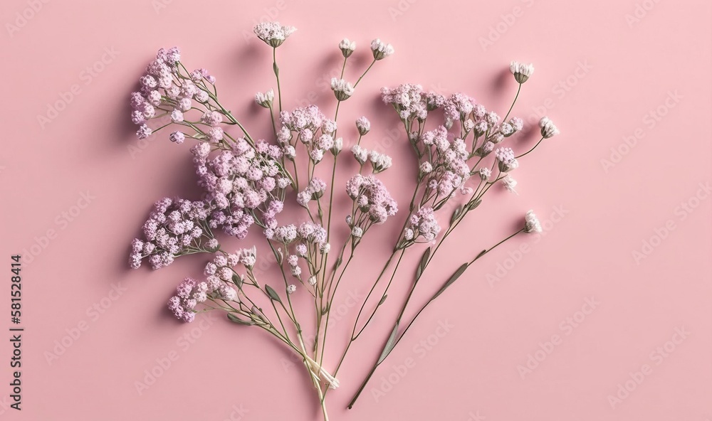  a bunch of flowers on a pink background with space for writing or writing on the bottom of the imag