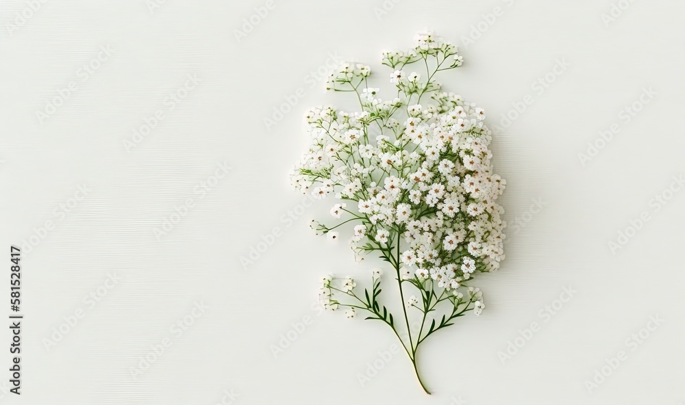  a bunch of white flowers sitting on top of a white table top next to a white wall and a white wall 