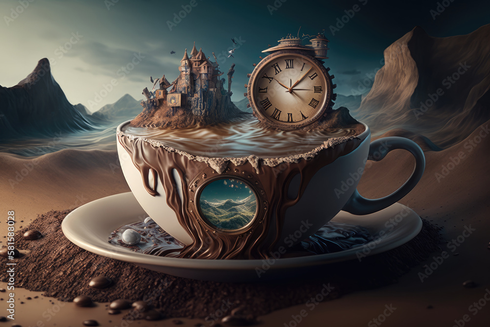 time to drink coffee concept. Illustration AI Generative