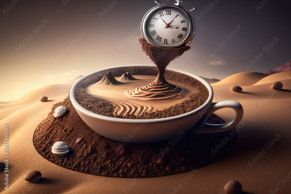 time to drink coffee concept. Illustration AI Generative