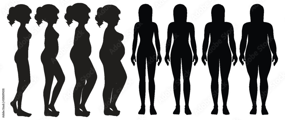 A Set of Woman Body Silhouette