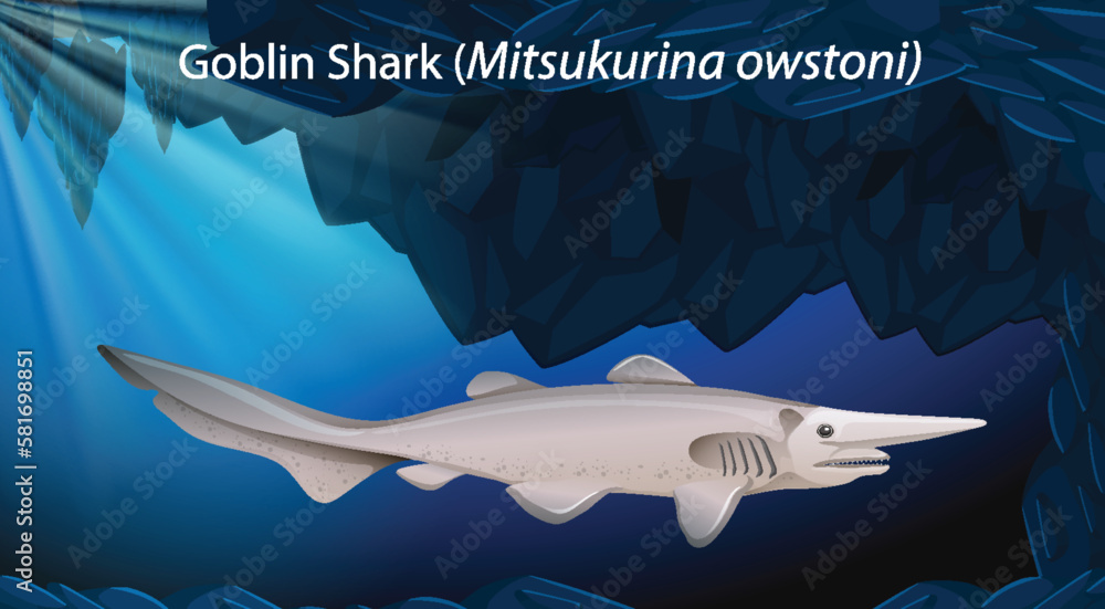 Goblin Shark (Mitsukurina owstoni) Vector Design