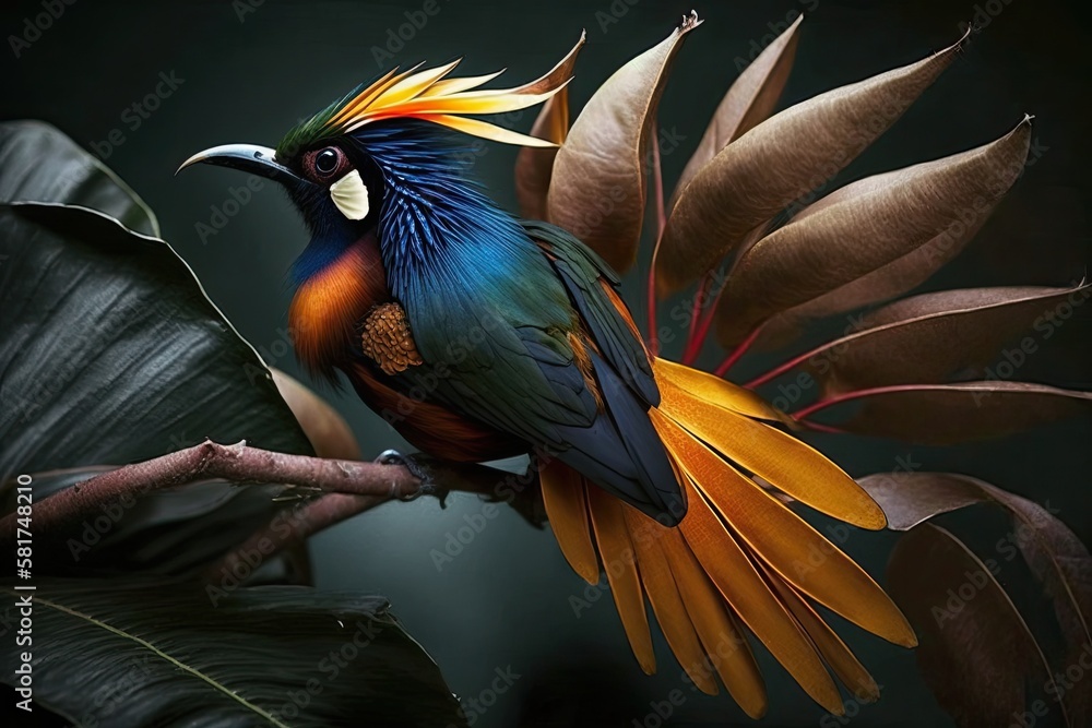 Bird of Paradise. Photo of the beautiful Bird of Paradise. Generative AI