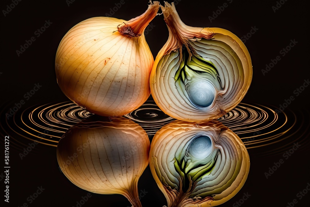 onions in macro photography. Generative AI