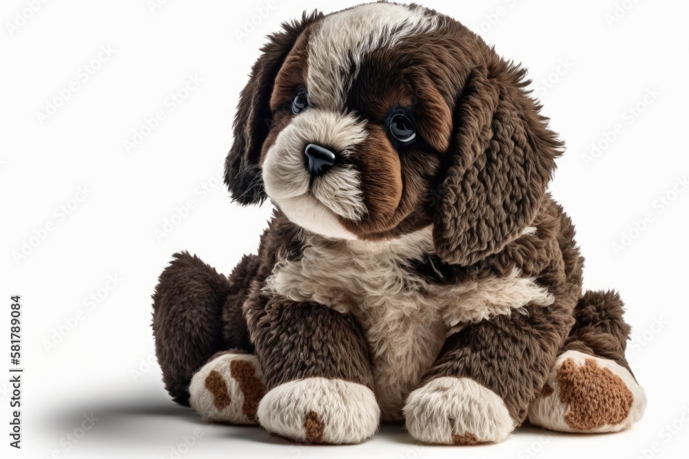 adorable puppy toy image on white. Generative AI