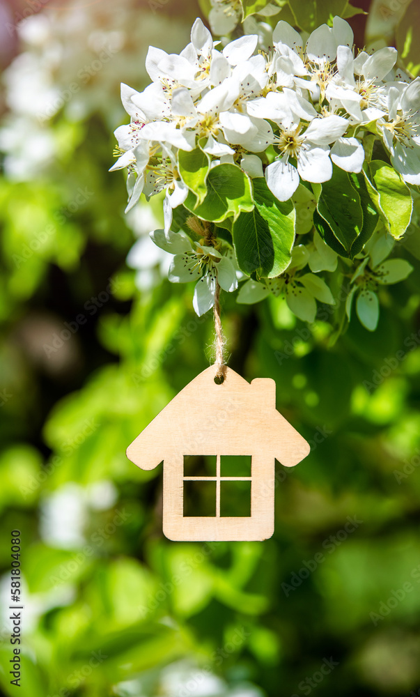 The symbol of the house among the branches of the pear 