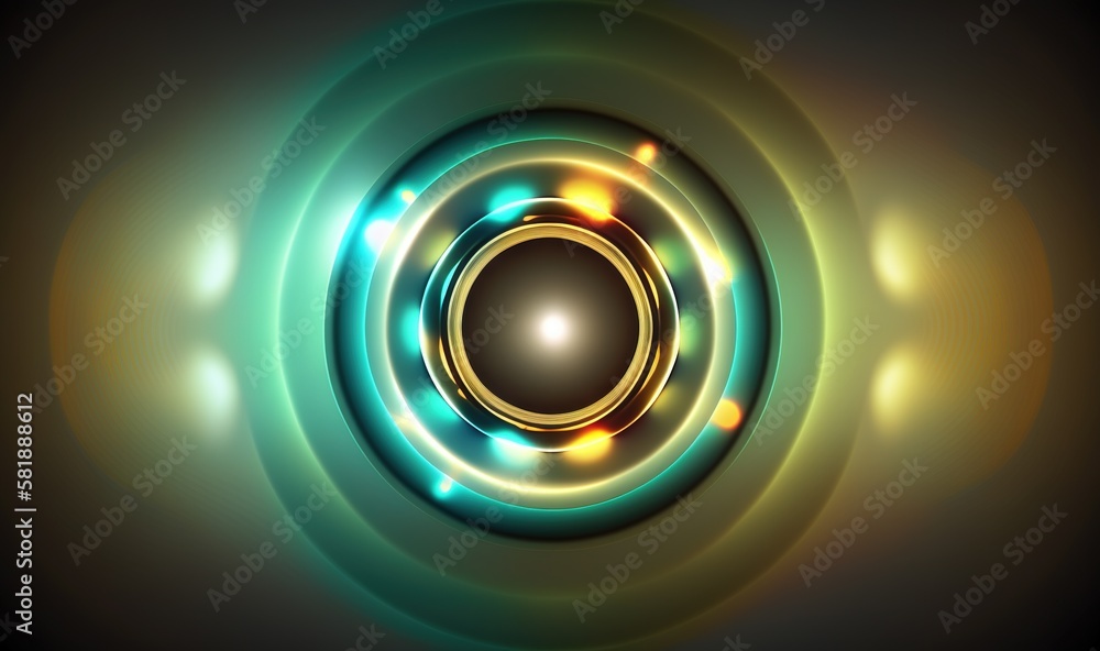  an abstract circular background with lights and a black circle in the center of the image is a circ