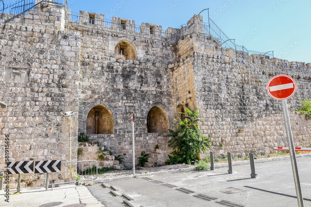 Beautiful view of Jaffa Gate in Jerusalem