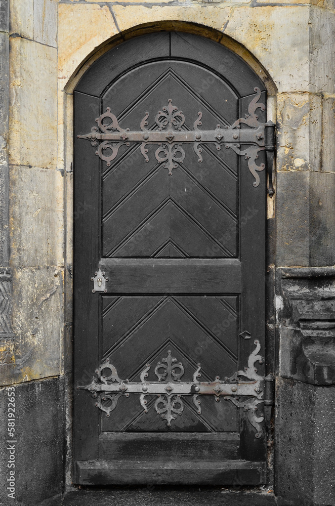 View of old building with metal door