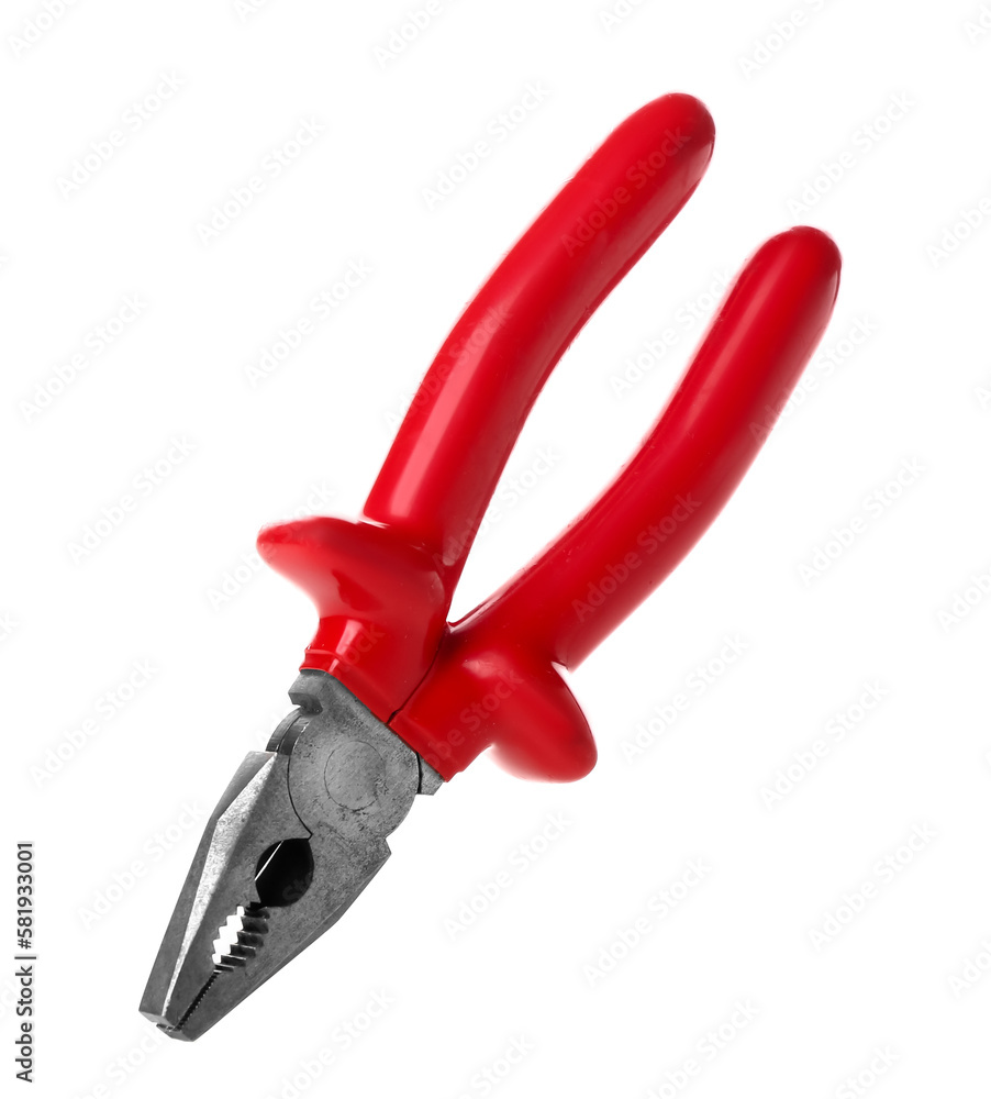 Red pliers isolated on white background