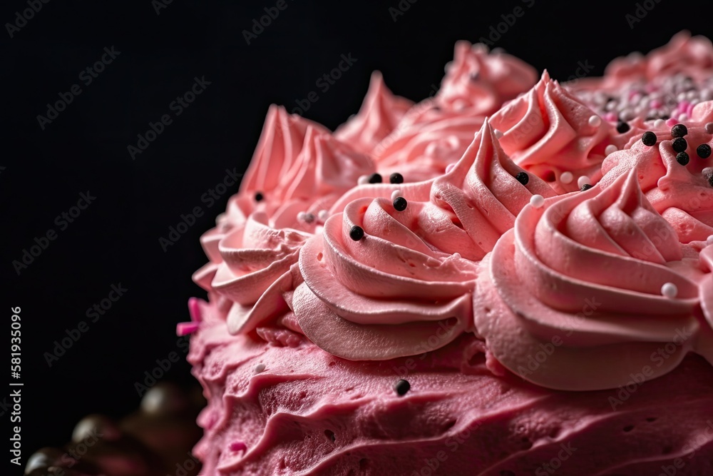 Pink frosting with a close up texture. Generative AI