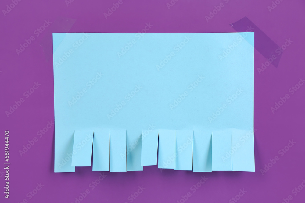 Blank paper tear-off ad on purple background