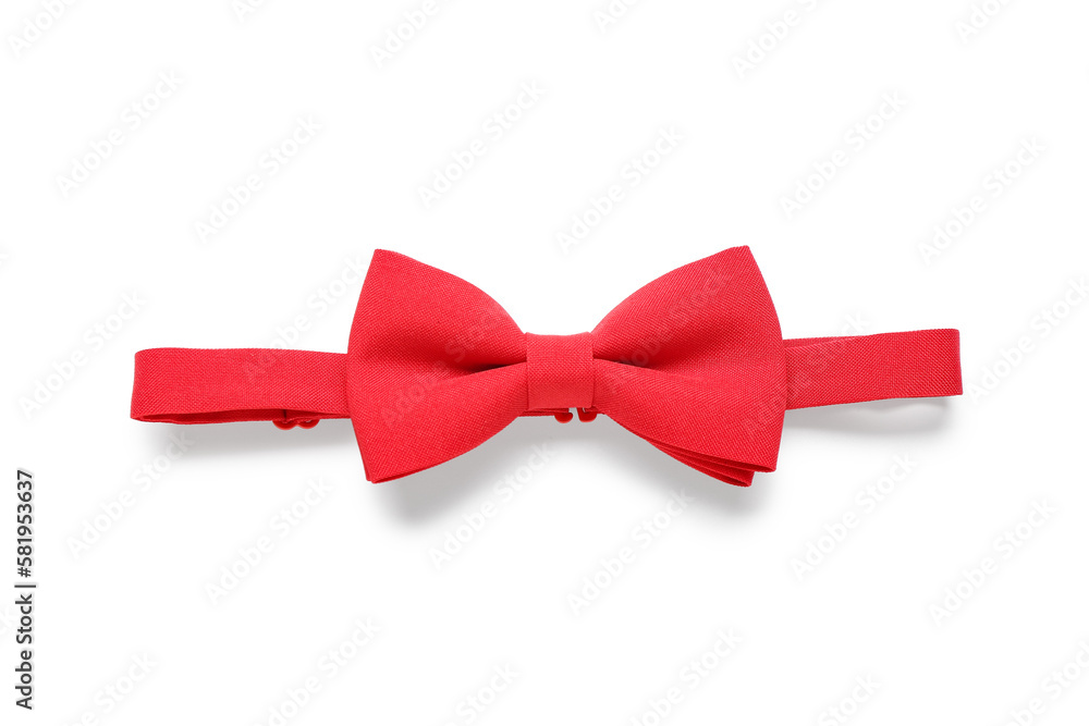 Stylish red bow tie isolated on white background