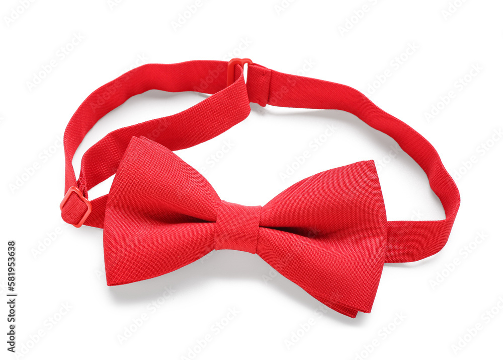 Stylish red bow tie isolated on white background